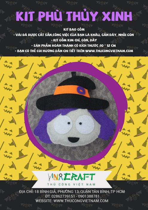 Kit phụ kiện Halloween phù thủy xinh